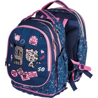 Рюкзак школьный "deVENTE. Excel. Meow Team" 39x29x16 см, вес 700 г, 3 отделения на молнии, одно с карманом для учебников, одно с термовставкой, 2 боковых кармана, эргономичная вентилируемая спинка и уплотненные регулируемые по росту ребенка лямки, жесткое формованное дно, светоотражающие вставки 703