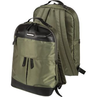 Рюкзак подростковый "deVENTE" 40x30x12 см, текстильный нейлоновый, 1 отделение на молнии, 2 передних кармана, уплотненная спинка и лямки, хаки с отделкой из черной искусственной кожи 7032913
