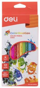 Карандаши 12цв. Deli Color Emotion деревянный корпус., липа, карт.коробка EC00200