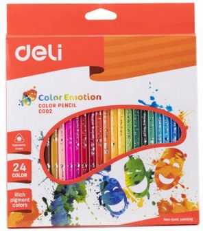 Карандаши 24цв. Deli Color Emotion деревянный корпус., липа, карт.коробка EC00220