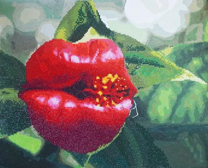 Алмазная картина-раскраска "Цветочный поцелуй", размер: 40*50 RA003