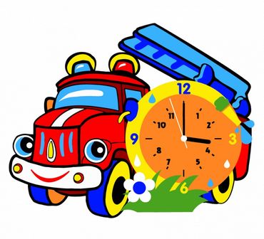 Набор для детского творчества: Часы  из фоамирана "Пожарная машина" размер: 24,5*20 см CL018