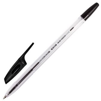 Ручка шариковая BRAUBERG "X-333", корпус прозрачный, узел 0,7 мм, линия 0,35 мм, черная 142406