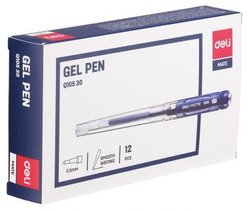 Ручка гел. Deli Mate 0.5мм, синяя, резин. манжета (12/144) EQ10530