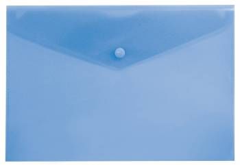 Папка-конверт пластиковая 0.18мм, на кнопке фА5, синий, Бюрократ (10/160) -PK804A5BLU