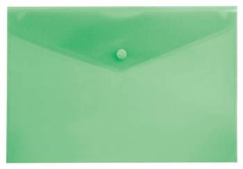 Папка-конверт пластиковая 0.15мм, на кнопке фА4, зеленый, Бюрократ (10/160) -PK803TGRN