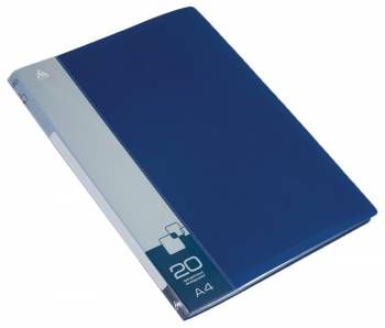 Папка пластиковая 0.6мм, с 20 прозрачными вкладышами, синяя, Бюрократ -BPV20BLUE