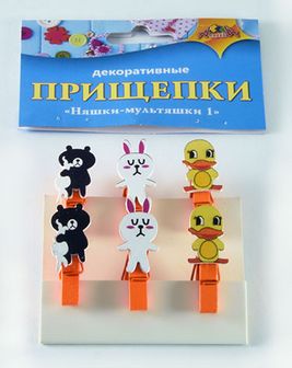 Набор для детского творчества: ПРИЩЕПКИ декоративные "Няшки-мультяшки 1", Апплика С3281-08