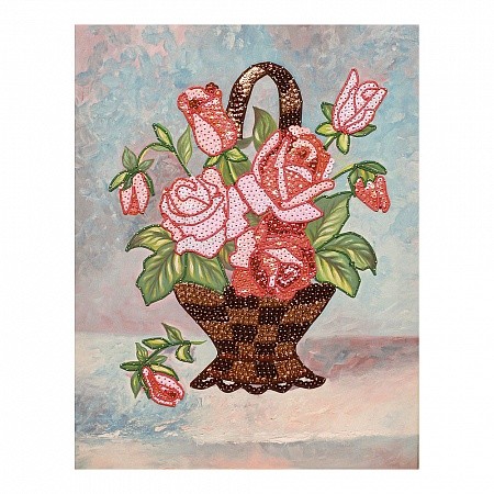 Набор для творчества: Мозаика из пайеток на холсте "Букет роз" МХ-16
