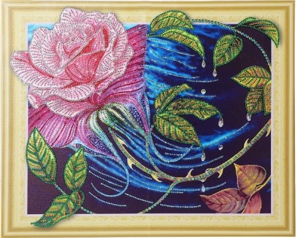 Алмазная картина с фигурными стразами "Чайная роза" размер: 40*50 см FKA009