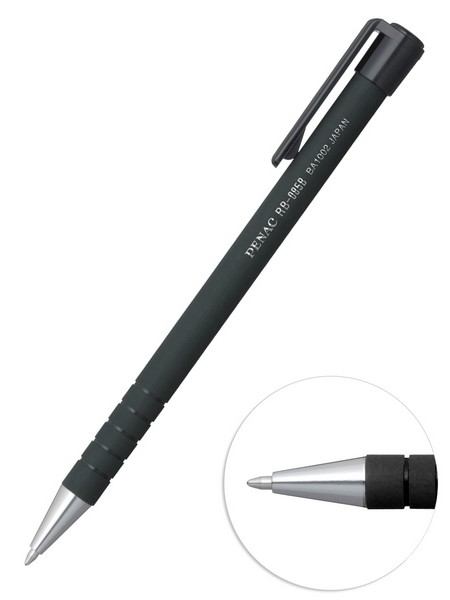 Ручка авт. PENAC RB-085 черная 0,7мм антискользящий корпус черного цвета ВA1002-06F