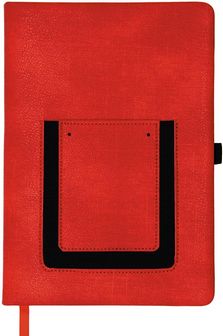 Записная книжка 140х205, 80л., обл. кожзам. поролон красный, карман под смартф, держ. д/ручки,ляссе, КТС-про С5906-03