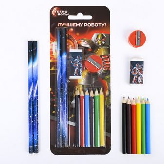 Канцелярский набор "Самому крутому!", 4 предмета + цветные карандаши   4063963 4063963