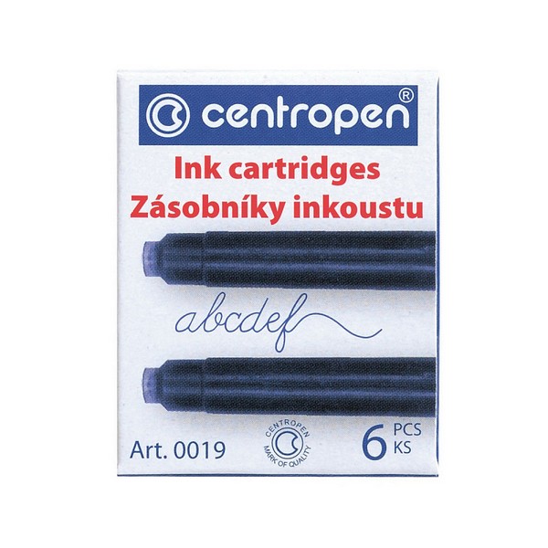 Капсулы д/перьевой ручки CENTROPEN синие 6шт/уп. (6/60) 0019СЕ