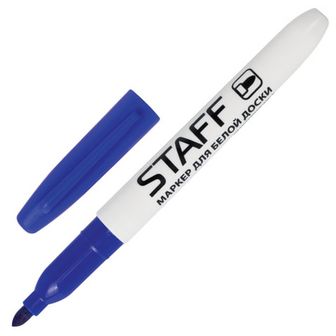 Маркер для доски STAFF, СИНИЙ, тонкий корпус, круглый наконечник 2,5 мм, 151094