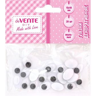 Глазки декоративные "deVENTE" овальные пластиковые, размер 15x10 мм, 20 шт в пластиковом пакете с блистерным подвесом 8001806