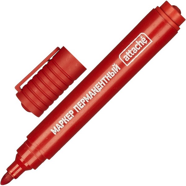 Маркер перманентный Attache красный  2-3 мм 475788