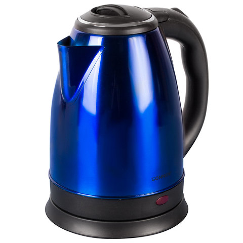 Чайник SONNEN KT-118B, 1,8 л, 1500 Вт, закрытый нагревательный элемент, нержавеющая сталь, синий 452927