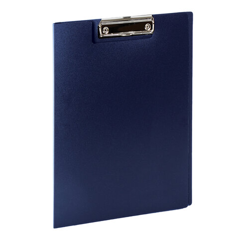 Папка-планшет STAFF, А4 (310х230 мм), с прижимом и крышкой, пластик, синяя, 0,5 мм 229220