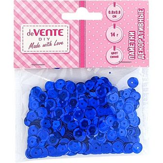 Пайетки декоративные "deVENTE. Metallic" 14 г, размер 8x8 мм, цвет синий, в пластиковом пакете с блистерным подвесом 8001912