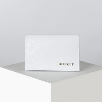 Обложка для паспорта 9,5*0,5*13,5см, лат буквы, тисн фольга, крокодил белый 4950900 4950900