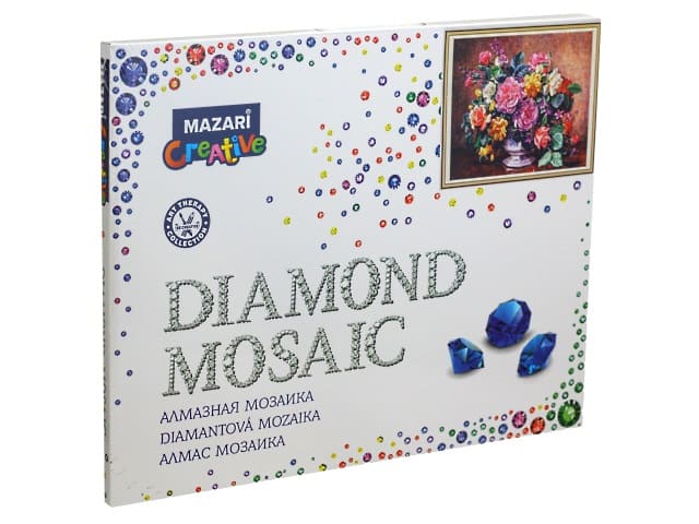 Алмазная мозаика "ЯРКИЙ БУКЕТ-4" холст 40х50 см, полная выкладка,  картонная упаковка. M-11248