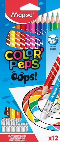 Карандаши 12цв., MAPED COLOR'PEPS OOPS, пластиковые в картонной коробке с подвесом 832812