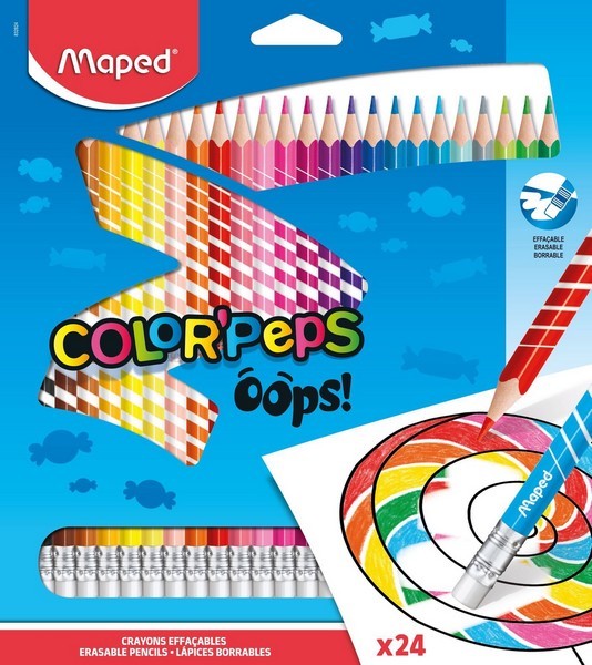 Карандаши 24цв., MAPED COLOR'PEPS OOPS пластиковые в картонной коробке с подвесом 832824