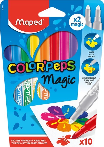 Фломастеры 10цв. COLOR'PEPS MAGIC, меняющие свой цвет, в пластиковой блистерной упаковке, Maped (12) 844612