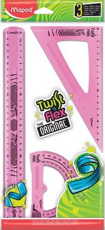 Набор чертежный TWIST'N FLEX MAXI, 3 пр. (линейка 30см, угольники 21см, транспортир 10см) Maped 895055