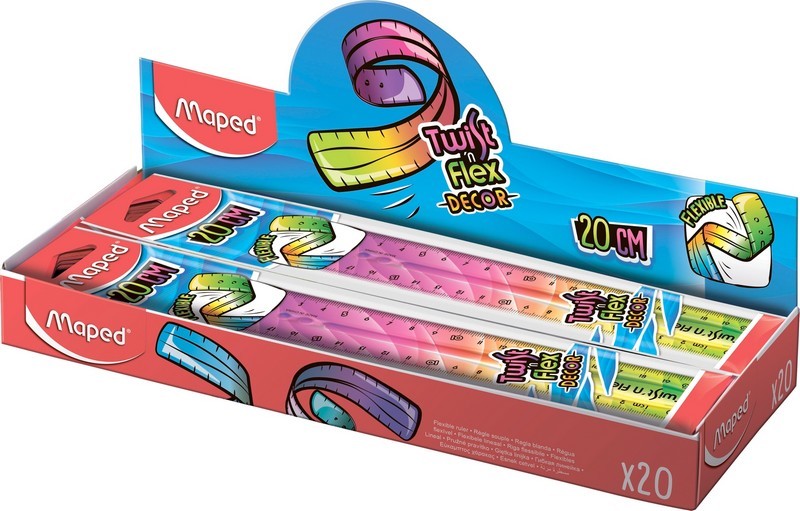 Линейка 20см., пластиковая "TWIST'N FLEX PATTERNS" MAPED (20/200) 279215