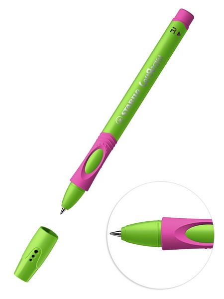 Ручка шар. Stabilo Left Right для правшей, зеленый/малиновый корпус 6328/7-10-41