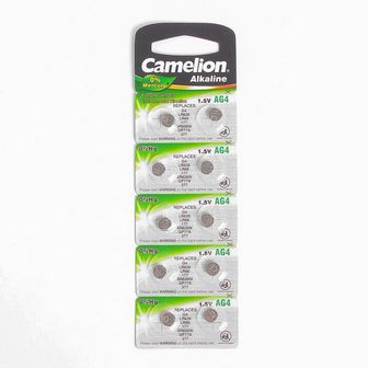 Батарейка алкалиновая Camelion Mercury Free, AG4 (377, LR626)-10BL, 1.5В, блистер, 10 шт. 2749865 2749865