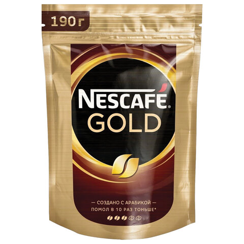 Кофе молотый в растворимом NESCAFE (Нескафе) "Gold", сублимированный, 190 г, мягкая упаковка, 12403031 12403031