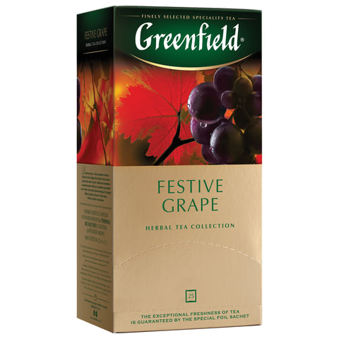Чай GREENFIELD (Гринфилд) "Festive Grape" ("Праздничный виноград"), фруктовый, 25 пакетиков в конвертах по 2 г, 0522-10 0522-10