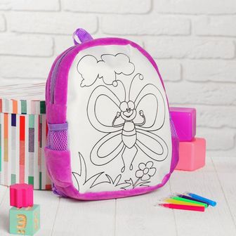 Рюкзак с рисунком под роспись "Бабочка" + фломастеры 5 цветов, цвета МИКС  3099227 3099227    