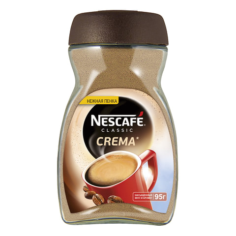 Кофе растворимый NESCAFE (Нескафе) "Classic Crema", с нежной пенкой, 95г, стеклянная банка, ш/к38763 38763