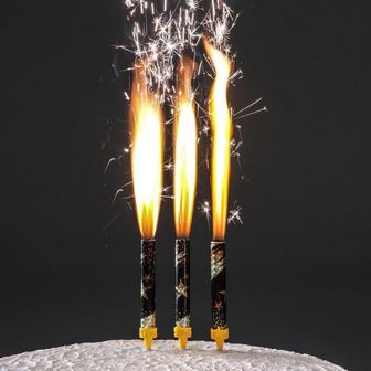 Набор тортовых свечей "Праздничные фонтаны со звёздами", 12,5 см, 3 шт 4717221 4717221    