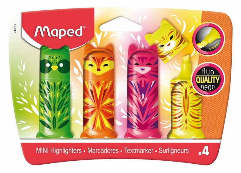 Набор текстовыделителей Maped FLUO PEP'S MINI FRIENDS , 4цв.,(12/180) 743677