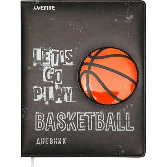 Дневник "deVENTE. World Basketball" универсальный блок, офсет 1 краска, кремовая бумага 80 г/м?, твердая обложка из искусственной кожи с поролоном, аппликация, цветная печать, отстрочка, 1 ляссе 2020154