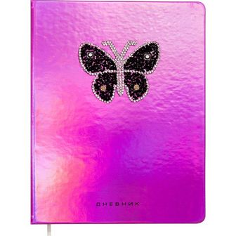 Дневник "deVENTE. Black Butterfly" универсальный блок, офсет 1 краска, кремовая бумага 80 г/м2, твердая обложка из искусственной кожи, объемная аппликация, шелкография, 1 ляссе 2021195
