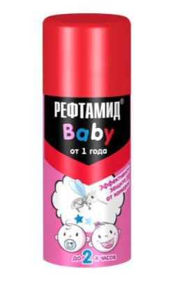 Аэрозоль 100мл., Рефтамид Baby детский (от 1 года) от комаров/москитов/мокрецов (на кожу) 532063