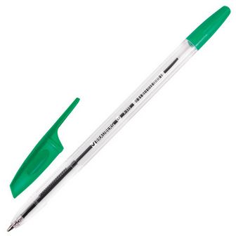 Ручка шариковая BRAUBERG "X-333", ЗЕЛЕНАЯ, корпус прозрачный, узел 0,7 мм, линия письма 0,35 мм, 142408 142408