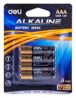 Батарейка Deli (мизинчиковые) E18505 AAA LR03 1,5V блистер  E18505