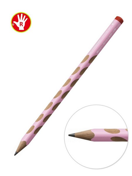 Карандаш чернограф. Stabilo EASY GRAPH PASTE для правшей, корпус пастельный розовый 322/16-HB