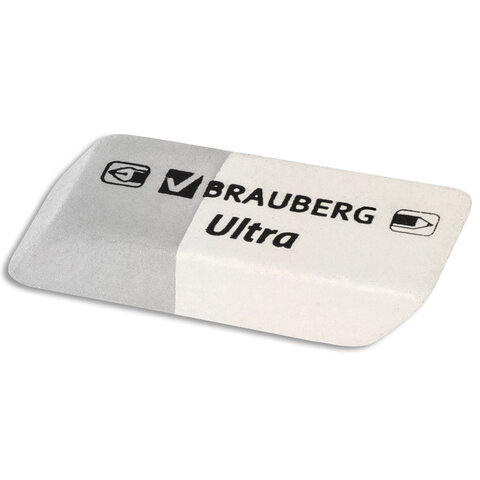 Ластик BRAUBERG "Ultra", 41х14х8 мм, серо-белый, натуральный каучук, 228703 228703