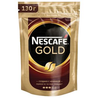 Кофе молотый в растворимом NESCAFE (Нескафе) "Gold", сублимированный, 130 г, мягкая упаковка, 12402924 12402924
