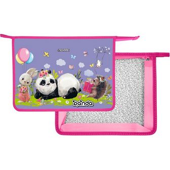 Папка для тетрадей 33,7x24,3x5 см deVENTE "Panda" с текстильным расширением 5 см, на молнии сверху, картон с покрытием из фольги с конгревным тиснением, пластик 500 мкм 8053200