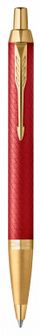 Ручка шар. PARKER " IM Premium K318  Red GT" материал корпуса латунь лакированная, хром.дет, M, синие чернила, подар.кор. 2143644