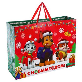 Пакет подарочный PAW PATROL «С Новым годом!», 61х46х20 см 3445321